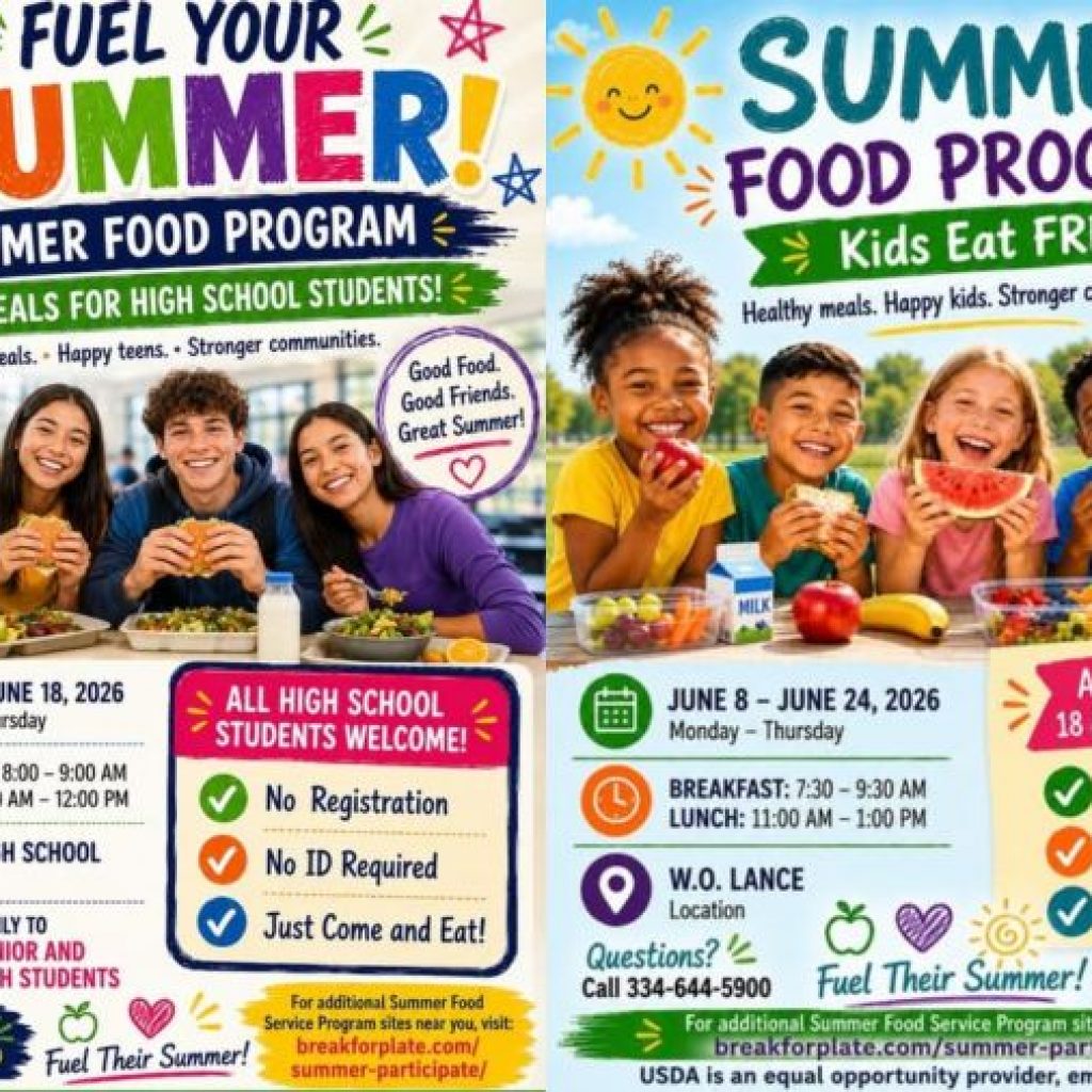 Two Lanett schools offering children free meals with Summer
Food Program starting June 1