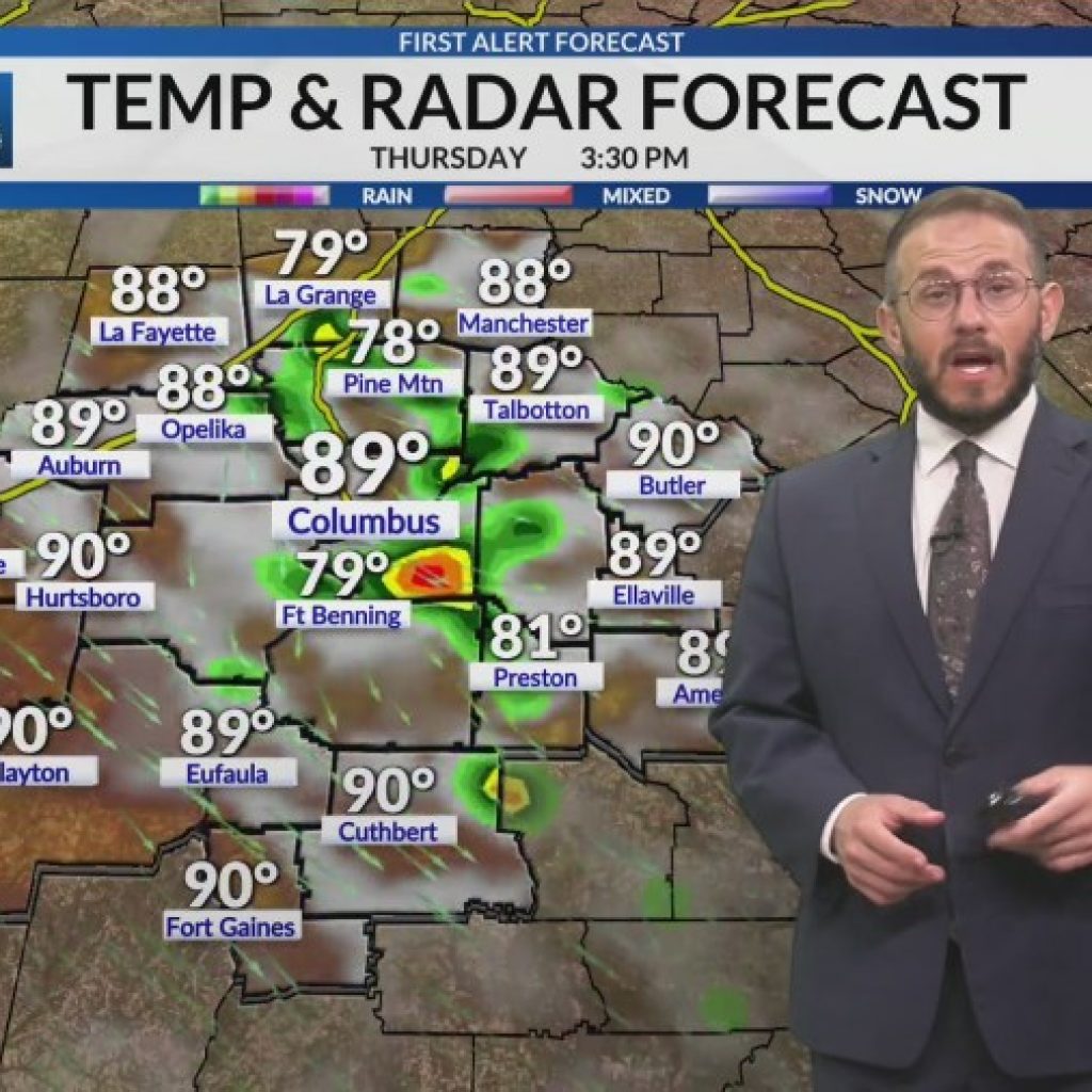 Summer heat settles back in with just a few spotty
showers