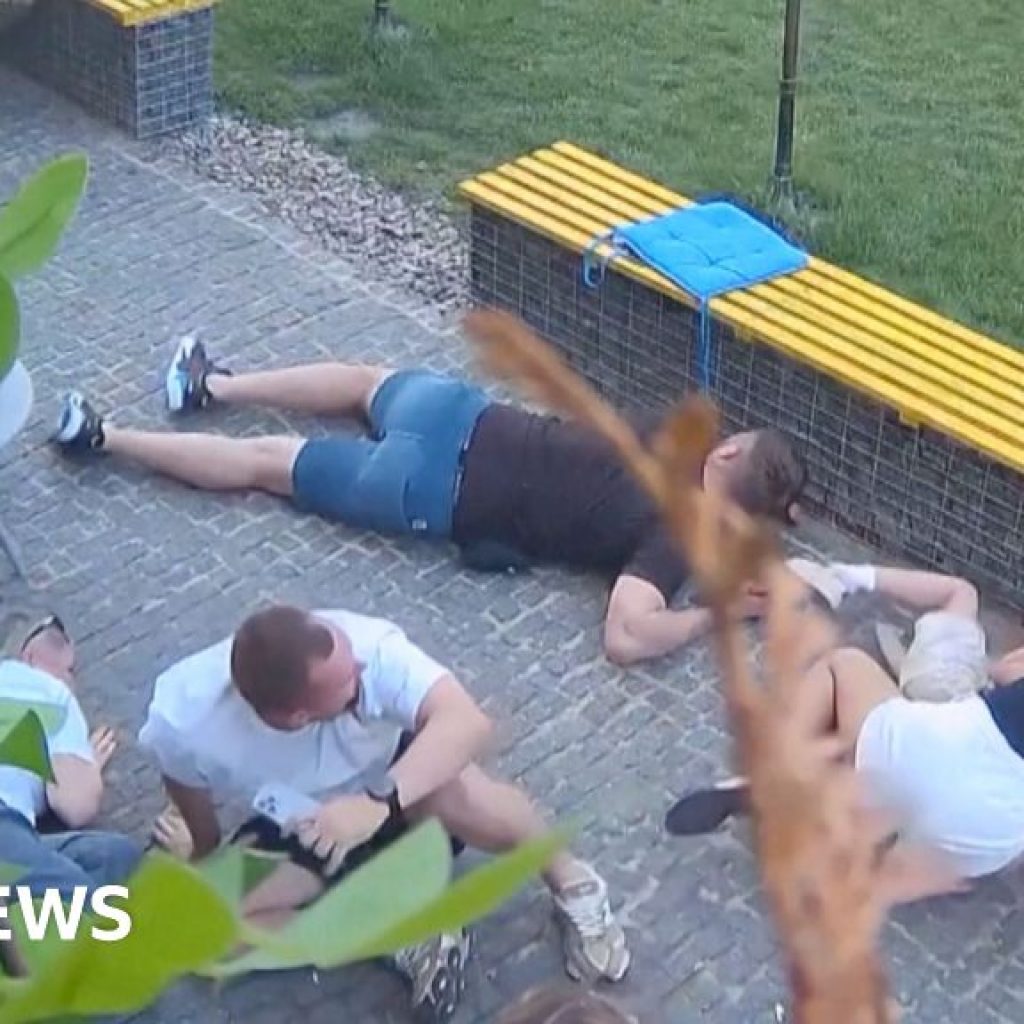 People flee as Russian strike hits near Ukraine coffee
shop