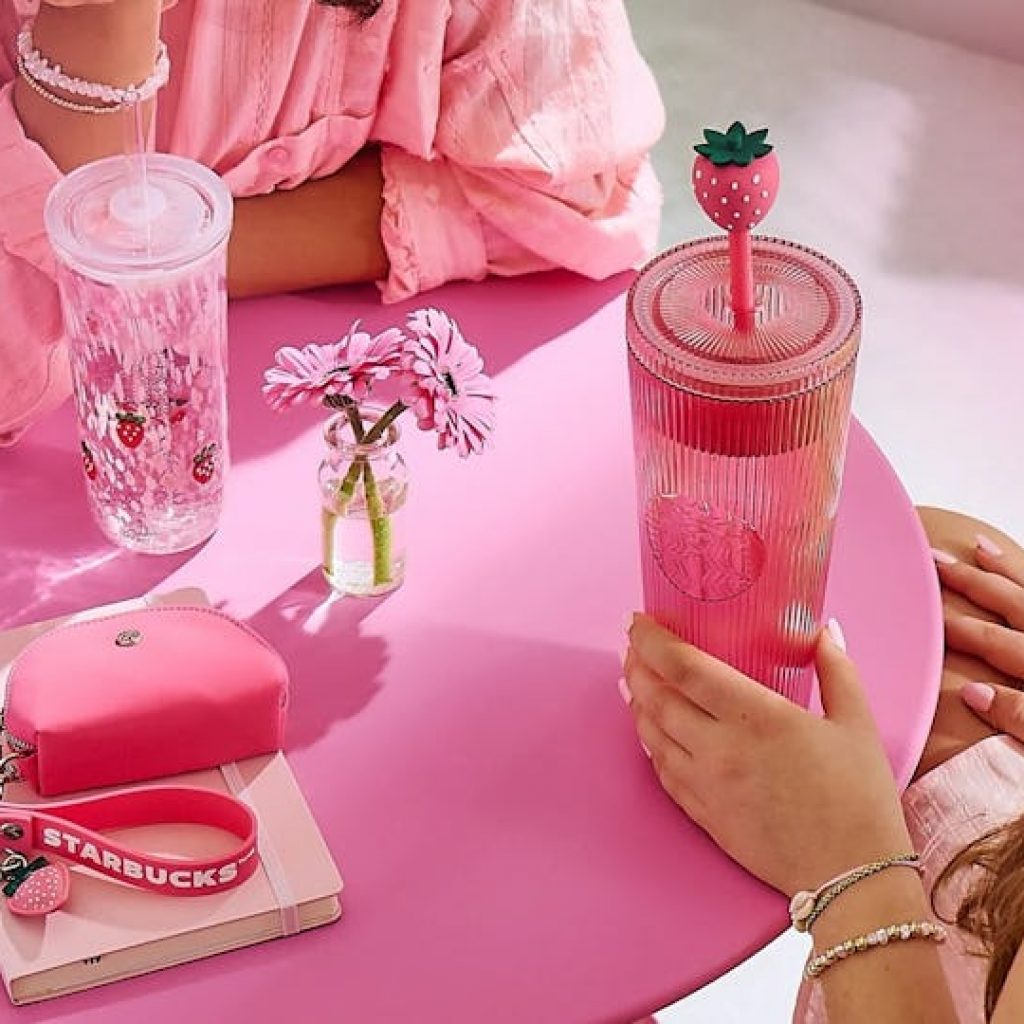 Starbucks’ Pink Drink Merch Features The Viral Bearista Cup & Owala