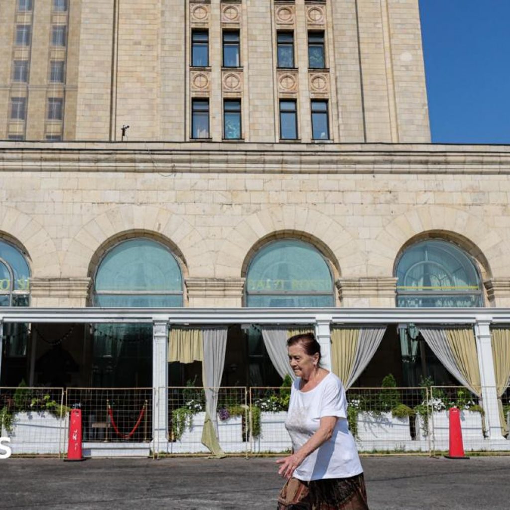 Outside the Moscow restaurant where bomb killed
three