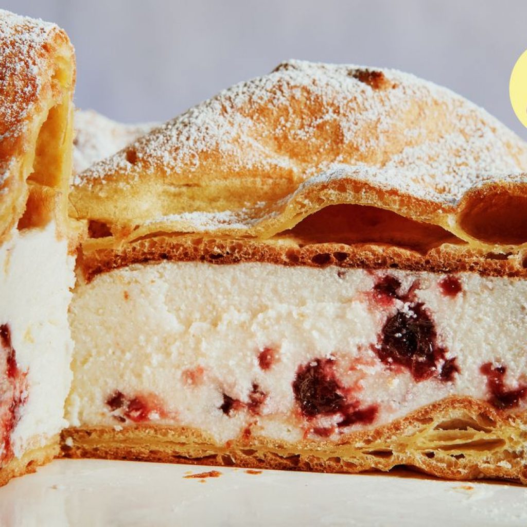 Plum Karpatka (Polish Cream Puff Cake)
