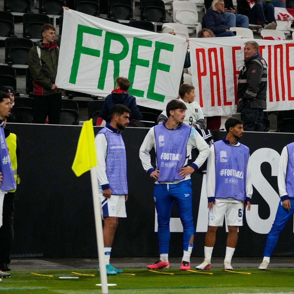 Israel’s Abu Farchi sent off for gun celebration in Nations
League match