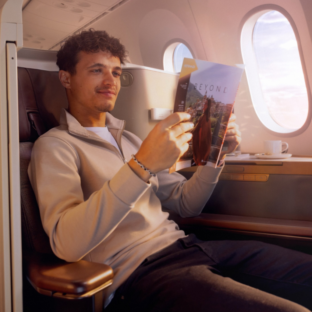 Lando Norris Swaps The Halo For A Lie-Flat In Etihad’s New
Business Class Campaign