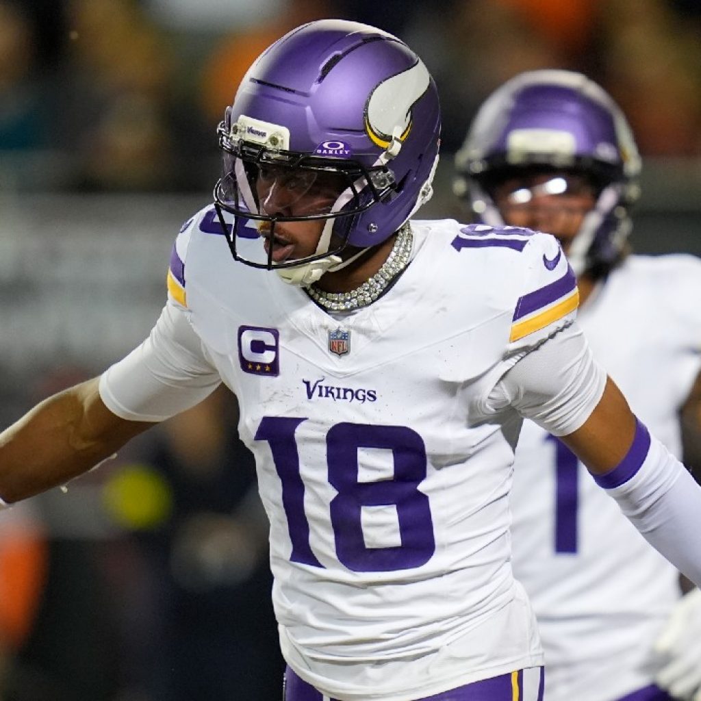 Report: Vikings’ Justin Jefferson has ankle sprain, chance
he plays Sunday