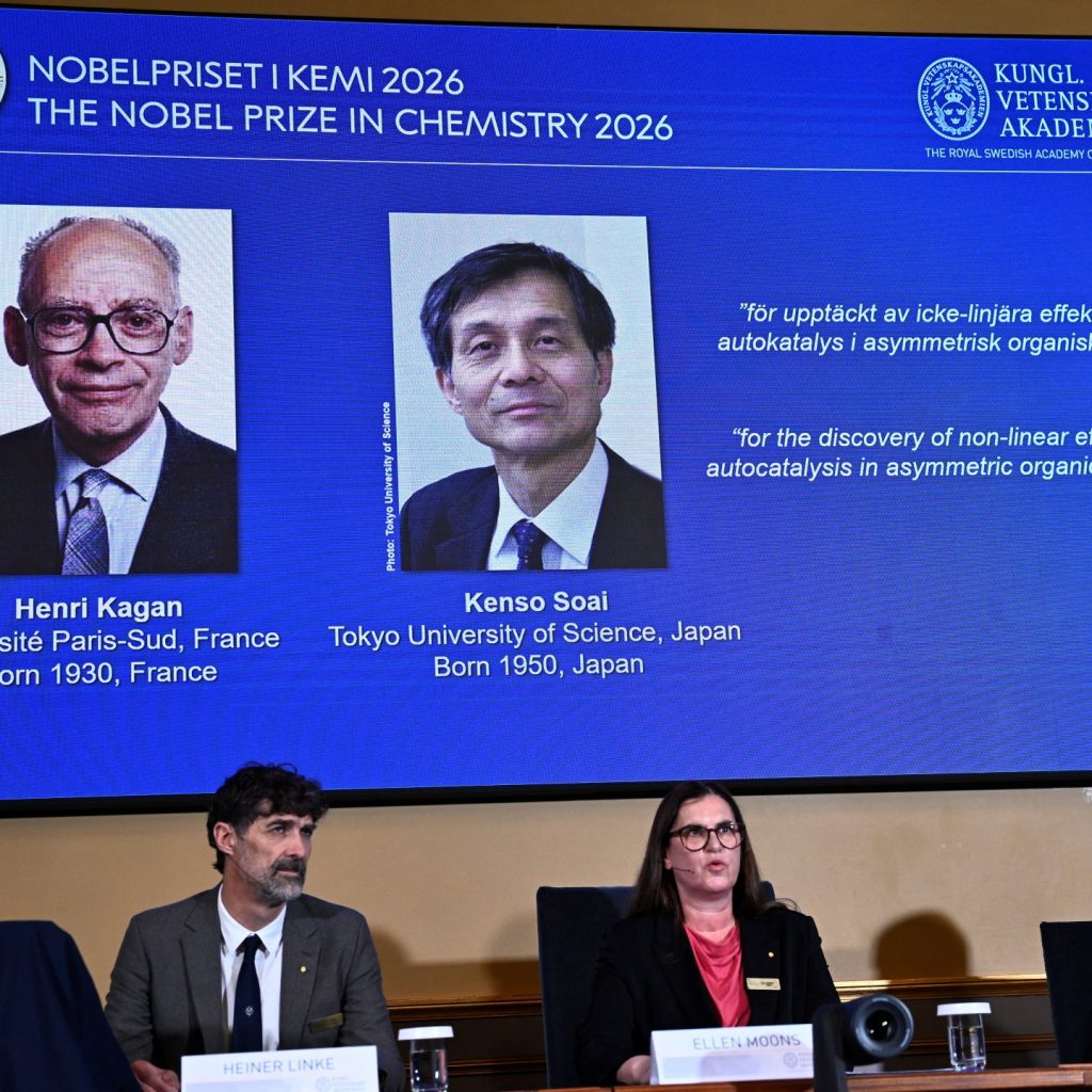 Henri Kagan, Kenso Soai win Nobel chemistry prize for
‘mirror image’ work