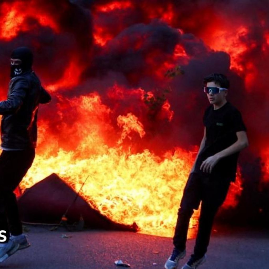 Student protesters attack government buildings in
Tirana