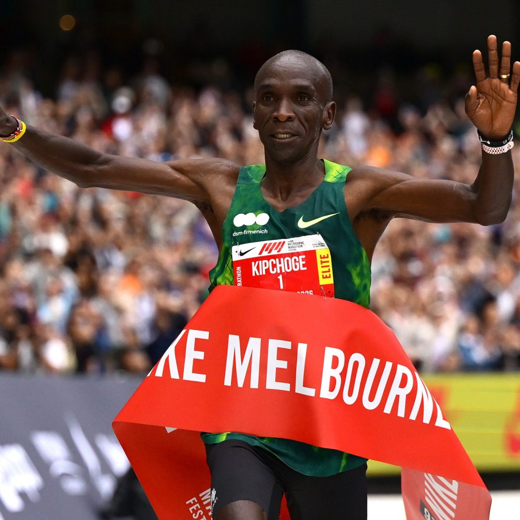 Kenya’s Eliud Kipchoge wins his first marathon in three
years in Melbourne