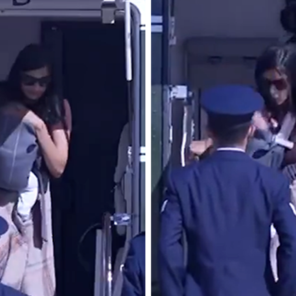 Second Lady Usha Vance Nearly Falls With Baby Getting Off
Helicopter