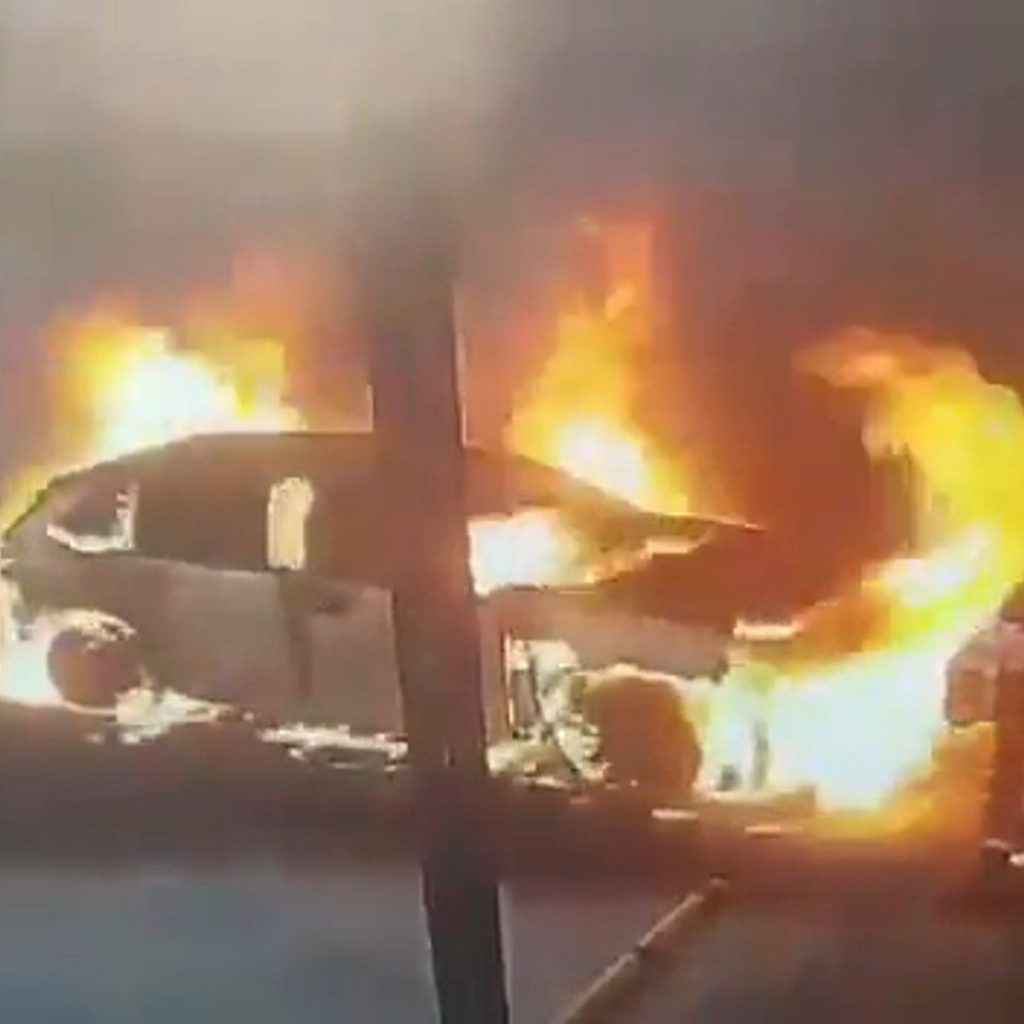 Electric car bursts into flames at charging station in
Turkiye
