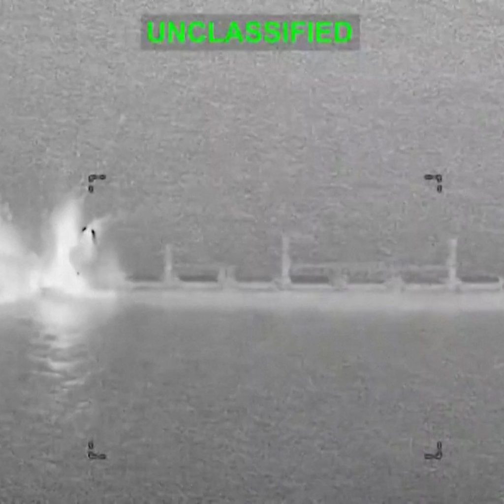US bombs cargo vessel in Gulf of Oman ‘trying to run Iran
blockade’