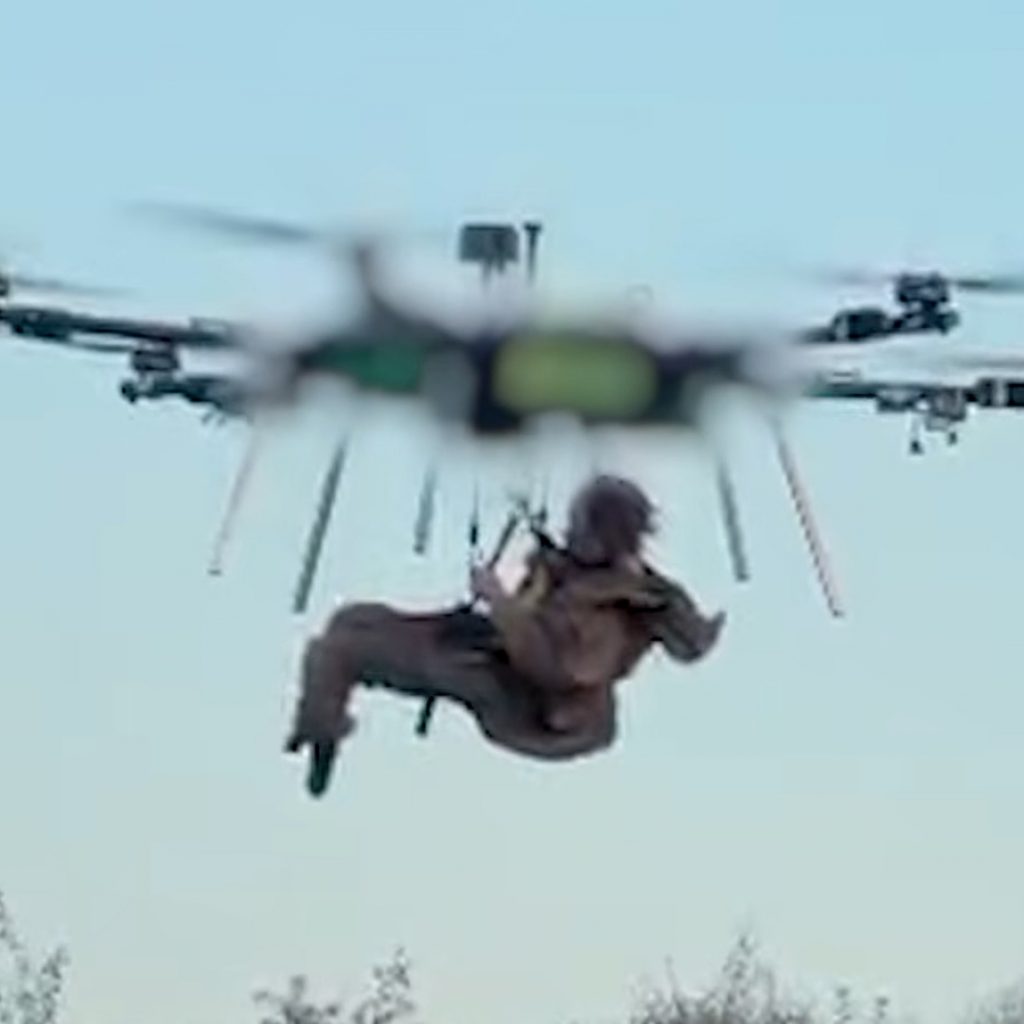 Ukraine Evacuates Wounded Soldier Via Giant Drone
