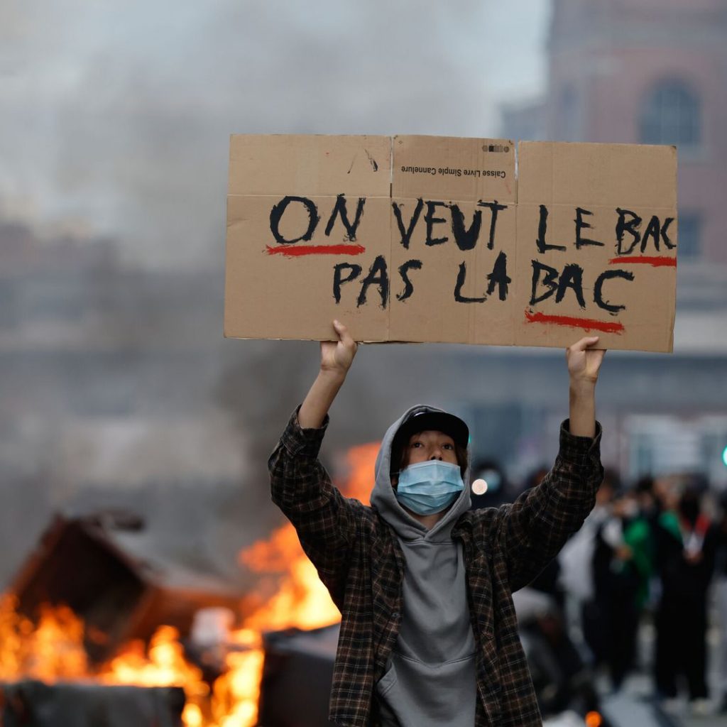 French schools set alight by students in protests over
cuts
